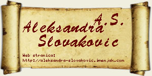 Aleksandra Slovaković vizit kartica